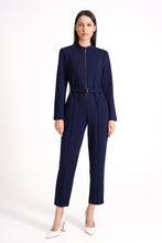 Load image into Gallery viewer, Navy high neck jumpsuit with sleeves