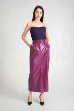 Load image into Gallery viewer, Purple faux leather maxi skirt