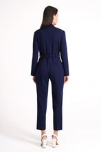 Load image into Gallery viewer, Navy high neck jumpsuit with sleeves
