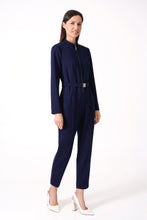 Load image into Gallery viewer, Navy high neck jumpsuit with sleeves