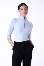 Load image into Gallery viewer, light blue women's tee featuring a high neck