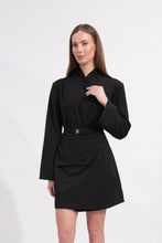Load image into Gallery viewer, Black Kimono Mini Dress with Detachable Pocket-Belt