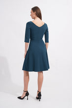 Load image into Gallery viewer, Asymmetric Neckline Teal Midi Dress