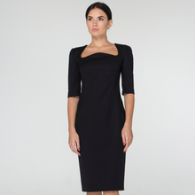 Load image into Gallery viewer, Black midi pencil dress