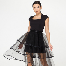 Load image into Gallery viewer, Black cocktail dress with removable tulle overskirt