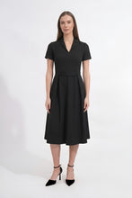 Load image into Gallery viewer, Black notch collar midi dress