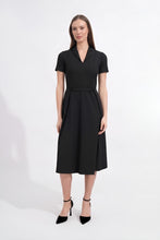 Load image into Gallery viewer, Black notch collar midi dress