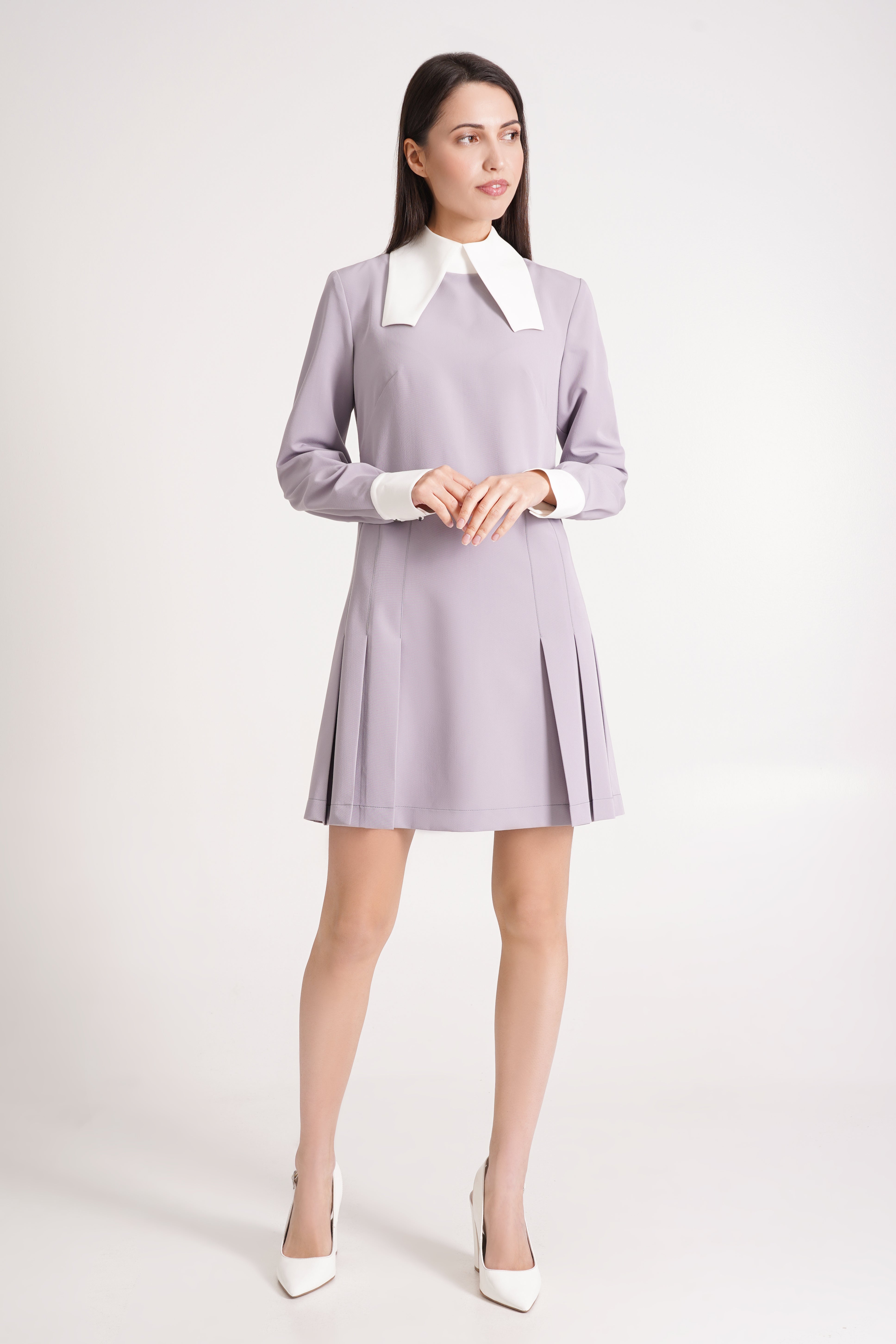 White Collared Billowy Dress