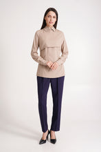 Load image into Gallery viewer, Beige cape blouse with long sleeves