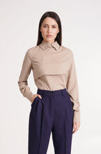 Load image into Gallery viewer, Beige cape blouse with long sleeves