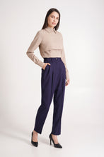 Load image into Gallery viewer, Beige cape blouse with long sleeves