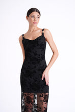 Load image into Gallery viewer, Black Velvet Bodycon Dress with Lace