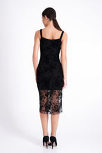 Load image into Gallery viewer, Black Velvet Bodycon Dress with Lace