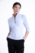 Load image into Gallery viewer, light blue women's tee featuring a high neck