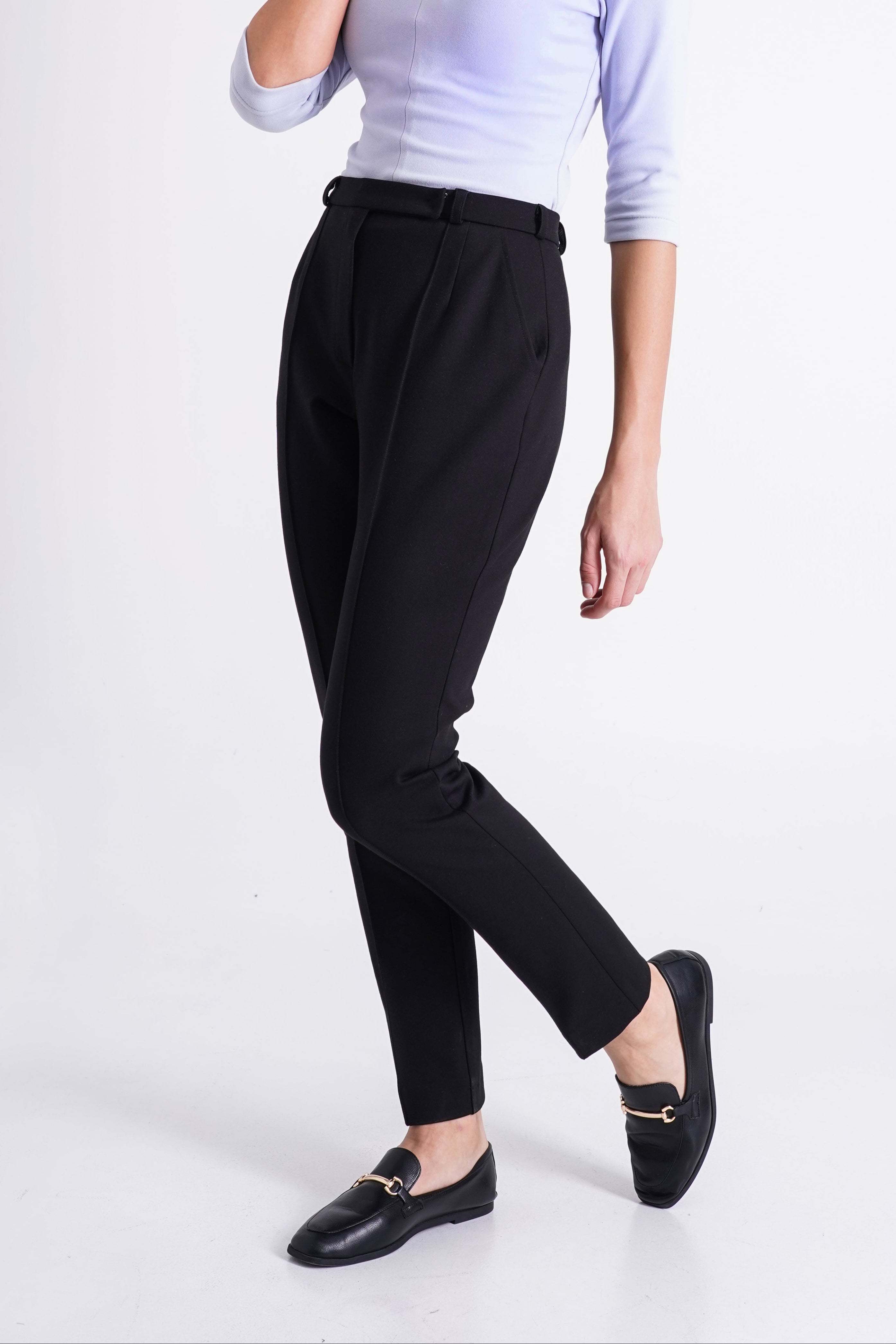 Black High-Waisted Slim Fit Cigarette Pants – TAVROVSKA