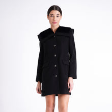 Load image into Gallery viewer, Black coat with fur neck