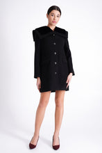 Load image into Gallery viewer, Black coat with fur neck