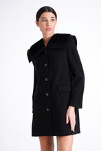Load image into Gallery viewer, Black coat with fur neck
