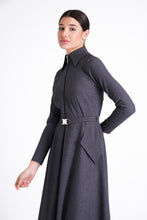 Load image into Gallery viewer, Gray zipper shirt dress