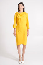 Load image into Gallery viewer, Yellow cowl neck dress with sleeves