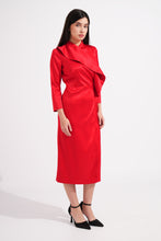 Load image into Gallery viewer, Woman wearing a red dress on a white background