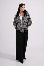 Load image into Gallery viewer, Black and White Wool Bomber Jacket