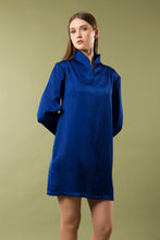 Load image into Gallery viewer, Sapphire blue cocktail dress with long sleeves