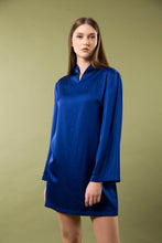Load image into Gallery viewer, Sapphire blue cocktail dress with long sleeves