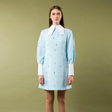 Load image into Gallery viewer, Light blue dress with white collar and cuffs