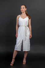 Load image into Gallery viewer, White linen strap dress