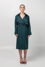 Load image into Gallery viewer, Dark green linen trench dress