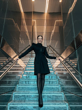 Load image into Gallery viewer, Black high neck long sleeve dress