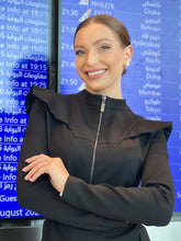 Load image into Gallery viewer, Black high neck long sleeve dress