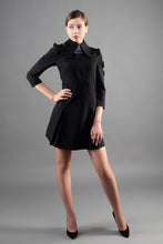 Load image into Gallery viewer, Black mini dress with removable white tulle collar