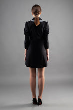 Load image into Gallery viewer, Black mini dress with removable white tulle collar