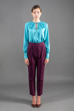 Load image into Gallery viewer, Silk satin blouse in bright blue