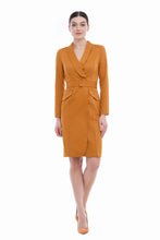 Load image into Gallery viewer, Mustard shawl collar blazer dress
