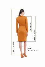 Load image into Gallery viewer, Mustard shawl collar blazer dress
