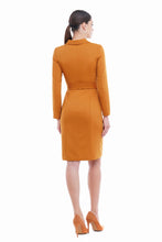 Load image into Gallery viewer, Mustard shawl collar blazer dress