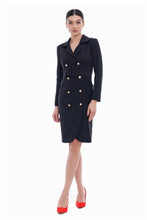 Load image into Gallery viewer, Black gold button blazer dress