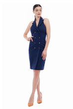 Load image into Gallery viewer, Halter double breasted cocktail dress