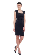 Load image into Gallery viewer, Square neck pencil dress with fabric belt