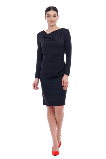 Cowl neck pencil dress