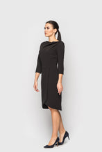 Load image into Gallery viewer, Asymmetrical cowl neck little black dress