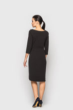 Load image into Gallery viewer, Asymmetrical cowl neck little black dress
