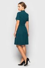 Load image into Gallery viewer, Dark green bow neck dress mini