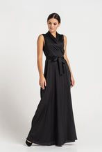 Load image into Gallery viewer, Maxi sleeveless shawl collar wrap maxi dress