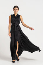 Load image into Gallery viewer, Maxi sleeveless shawl collar wrap maxi dress