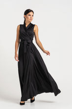Load image into Gallery viewer, Maxi sleeveless shawl collar wrap maxi dress