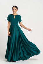 Load image into Gallery viewer, Green long keyhole fit and flare dress